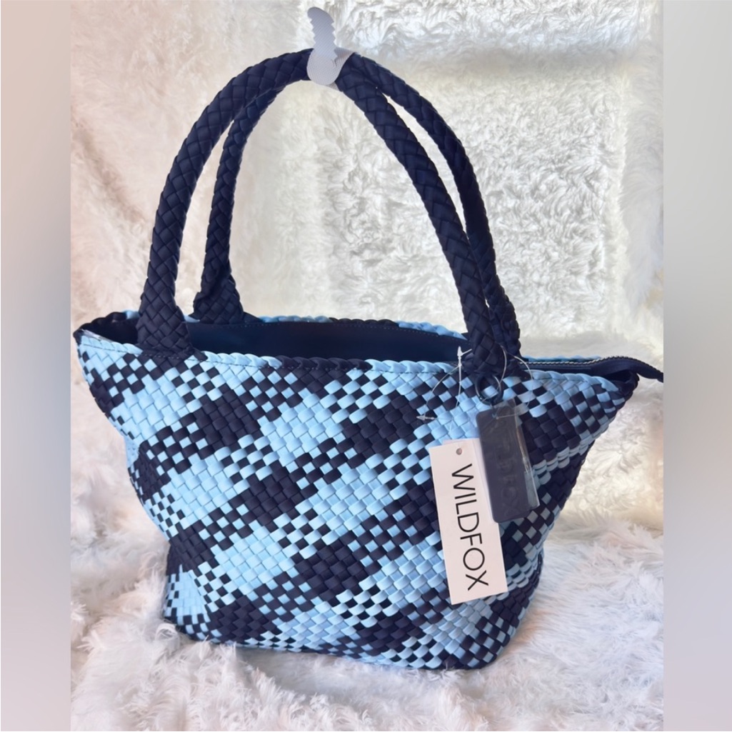 Navy Blue/Light Blue Neoprene Weave-Look Boat/Pool Bag
